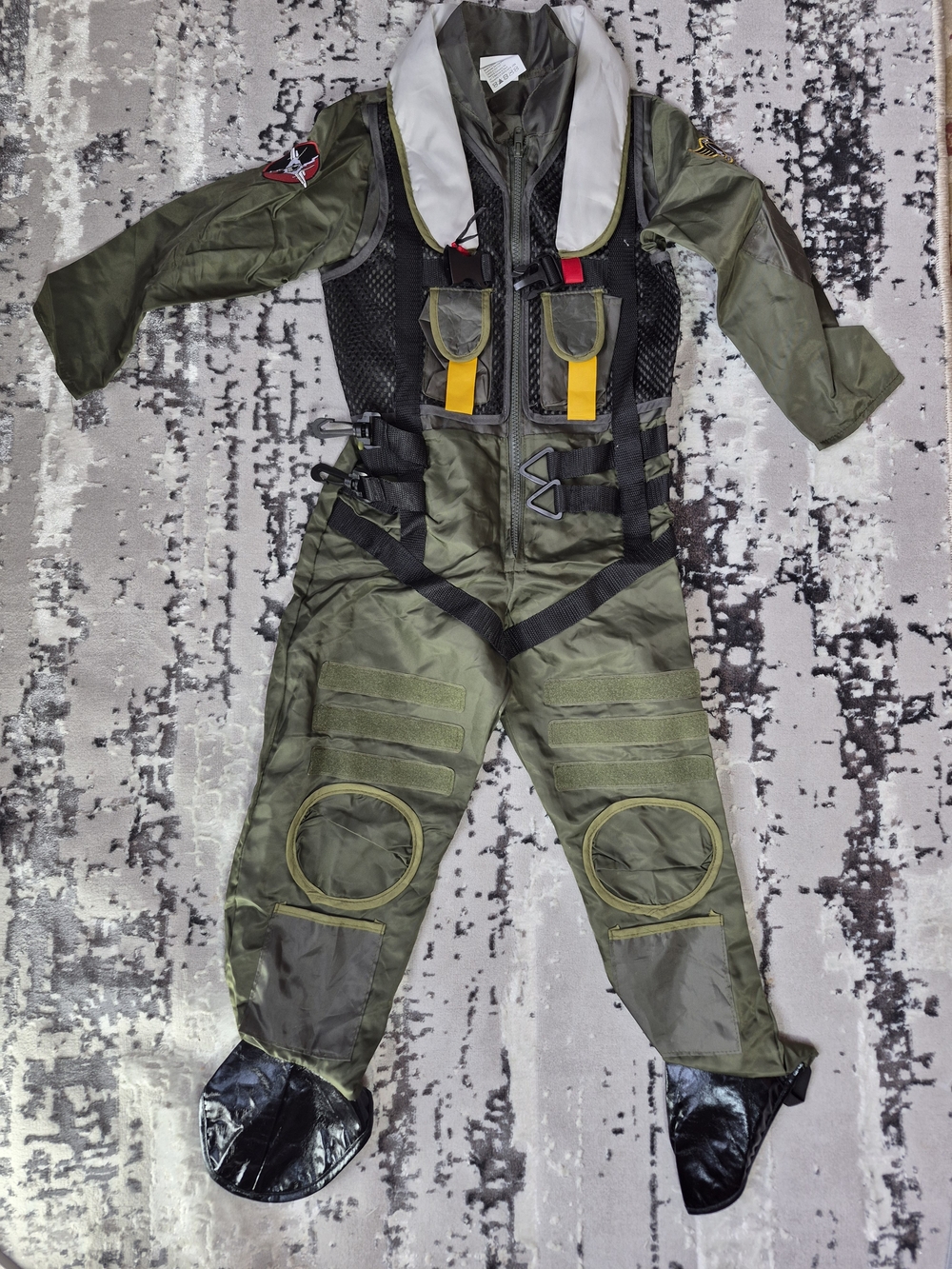 Kids Pilot Flight Suit Costume - Olive Green New 7-8 Yo
